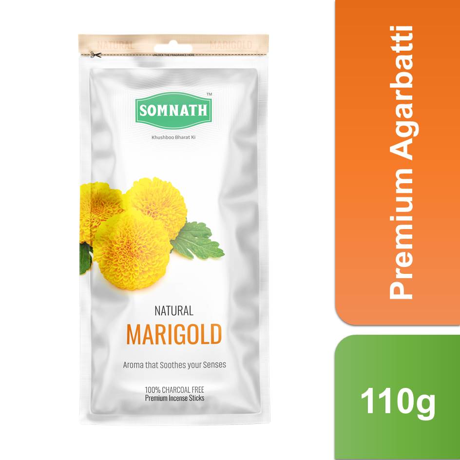 Natural Marigold Agarbatti | 100% Charcoal Free Incense Sticks.