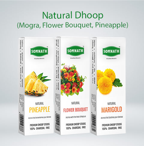 Natural Dhoop  Dry Stick Combo (Mogra,Flower Bouquet, Pineapple).