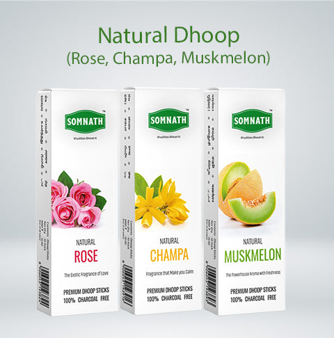 Natural Dry  Dhoop Stick Combo (Rose,Champa,Muskmelon).
